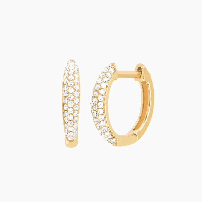 Diamond drop earrings for women-Diamond Dome Huggie Earring