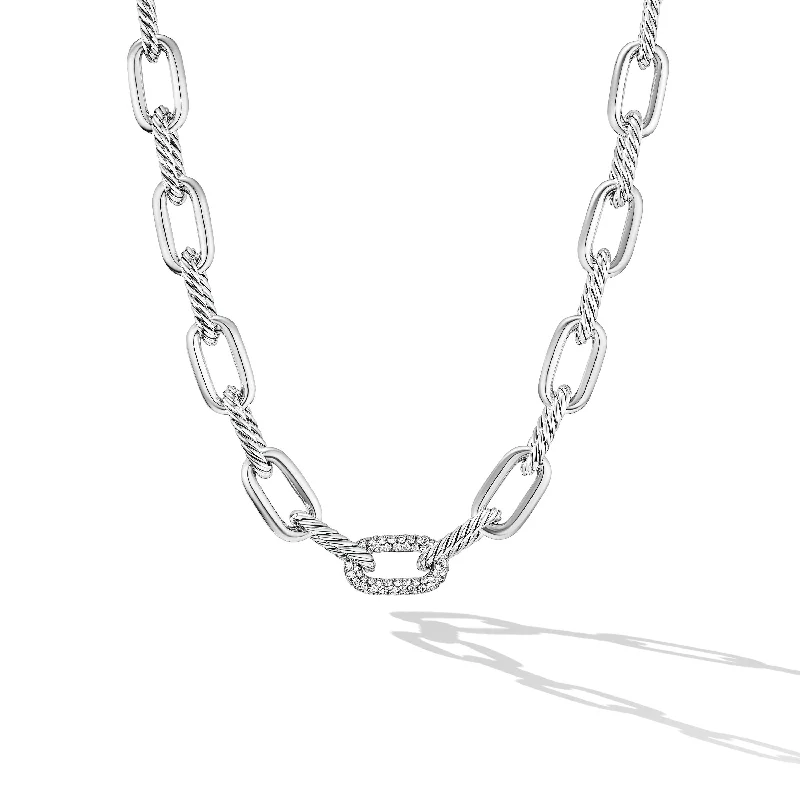 Classic gold necklace for women-DY Madison® Chain Necklace in Sterling Silver with Diamonds\, 11mm