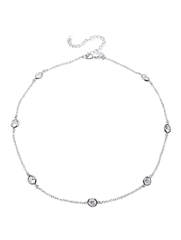 Diamond heart necklace for women-16" Station Necklace