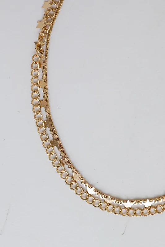 Delicate necklace for women-Katie Star Layered Necklace