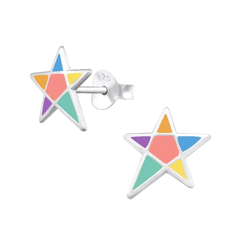 Swarovski earrings for women-Star Stud Earrings in Sterling Silver