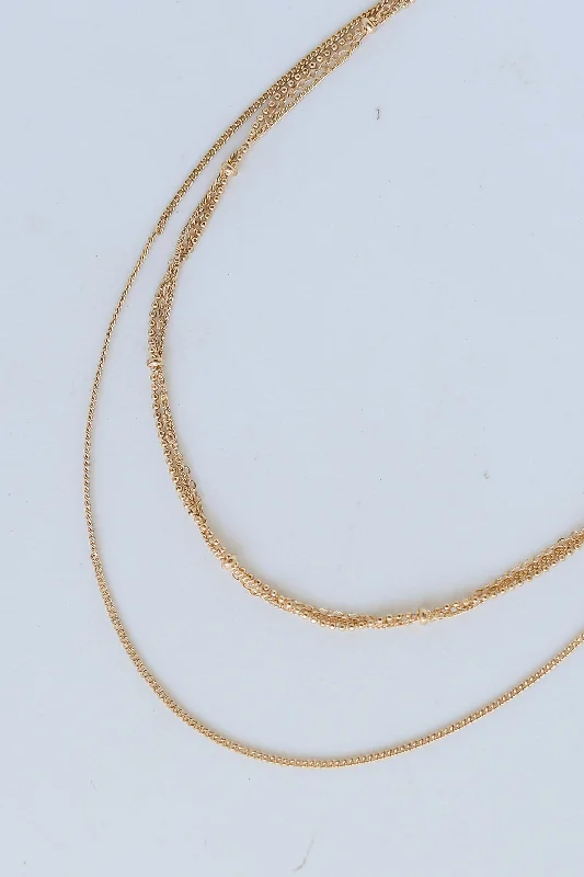 Statement necklace for women-FINAL SALE - Nova Gold Layered Chain Necklace