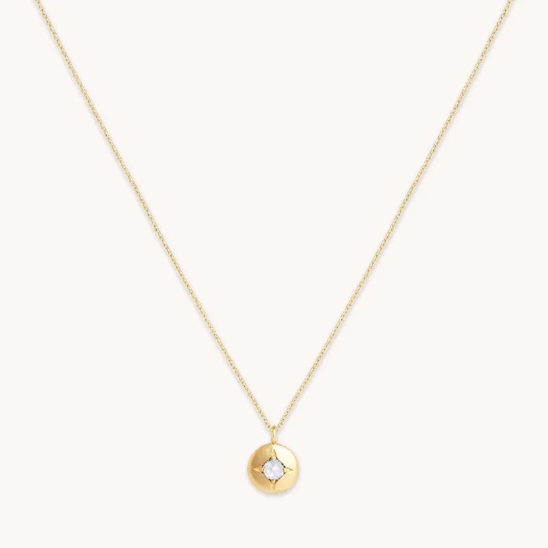 Minimalist necklace for women-April Topaz Birthstone Necklace in Solid Gold