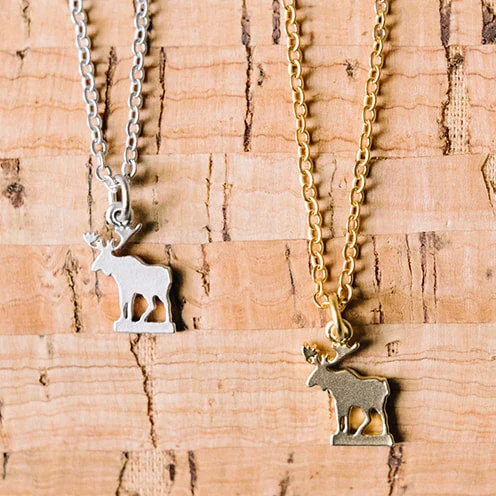 Double chain necklace for women-Moose Charm Necklace