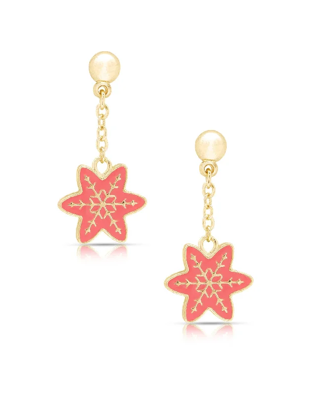 Gold stud earrings for women-Snowflake Drop Earrings