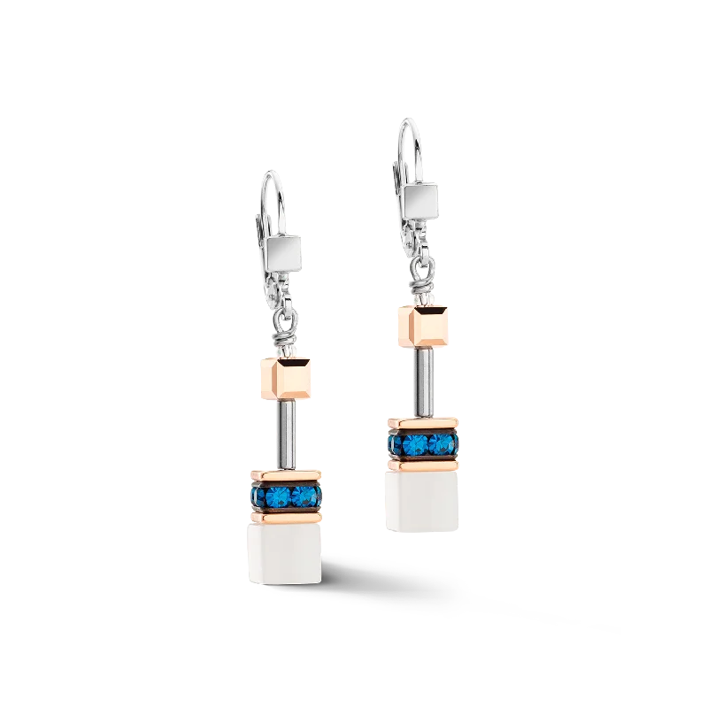 Birthstone earrings for women-GeoCUBE® Iconic earrings Capri Blue