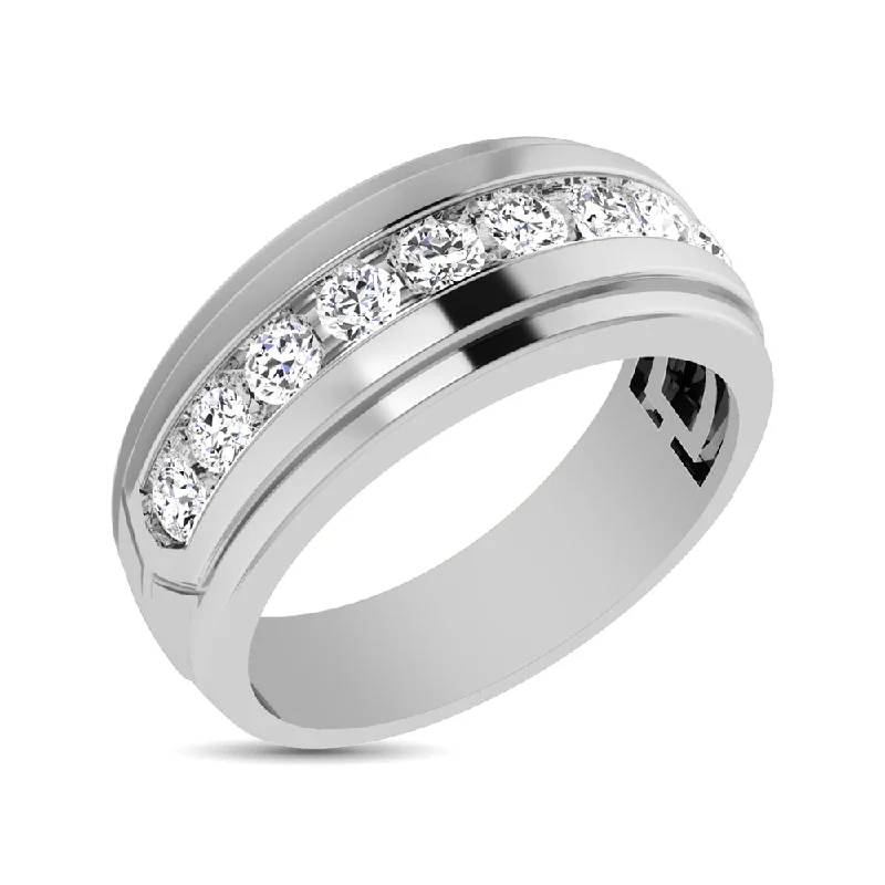 Emerald and diamond engagement ring for women-Diamond 1 Ctw Comfort Fit Mens Band