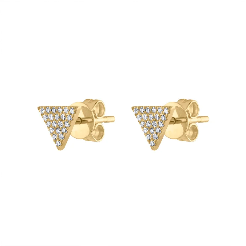 Swarovski crystal earrings for women-14KT GOLD DIAMOND PAVE TRIANGLE EARRING