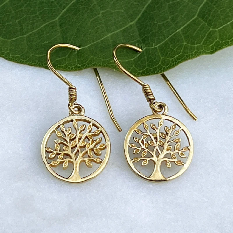 Art deco diamond earrings for women-Tree of Life Earrings - Brass, Indonesia