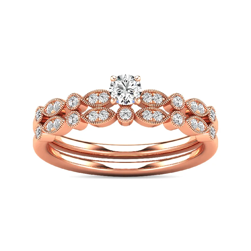 Custom diamond engagement ring for women-Diamond 1/3 ct tw Bridal Ring in 10K Rose Gold