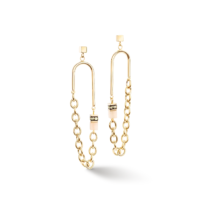 Elegant diamond earrings for women-GeoCUBE® Iconic Boho earrings gold-multicolour