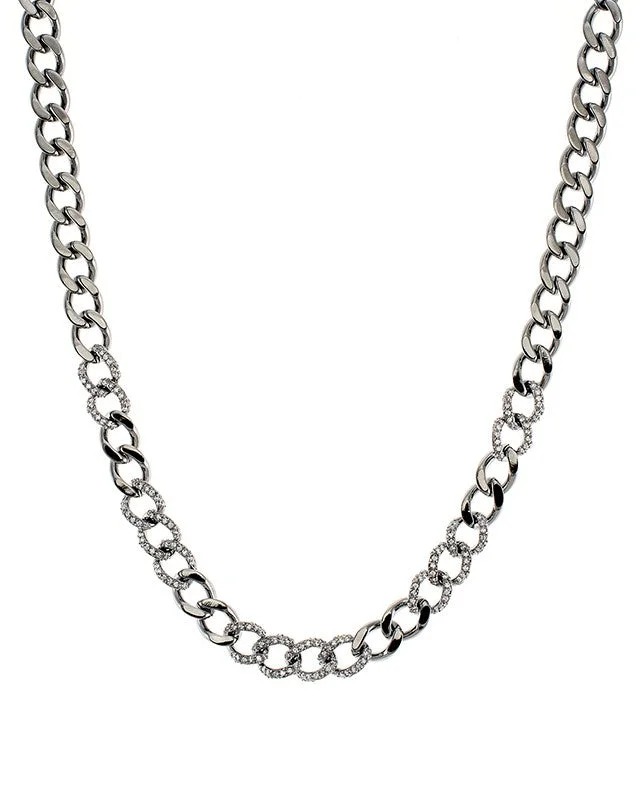 Bar necklace for women-Pave CZ Chain Necklace