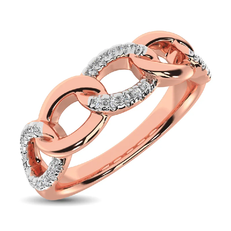 Diamond halo engagement ring for women-14K Rose Gold 1/6 Ct.Tw. Diamond Interlinked Annivesary Band