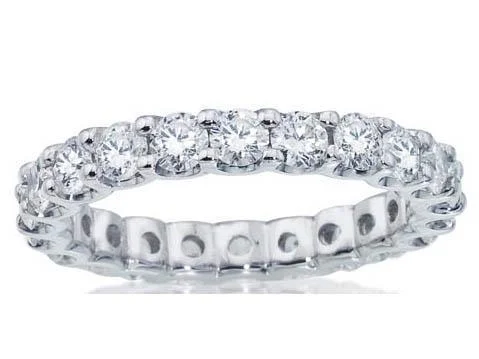 Halo engagement ring for women-Imagine Bridal Round Diamond Shared Prong Eternity Band