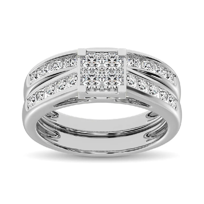 Bold engagement ring for women-10K White Gold 1 Ct.Tw. Diamond Bridal Ring