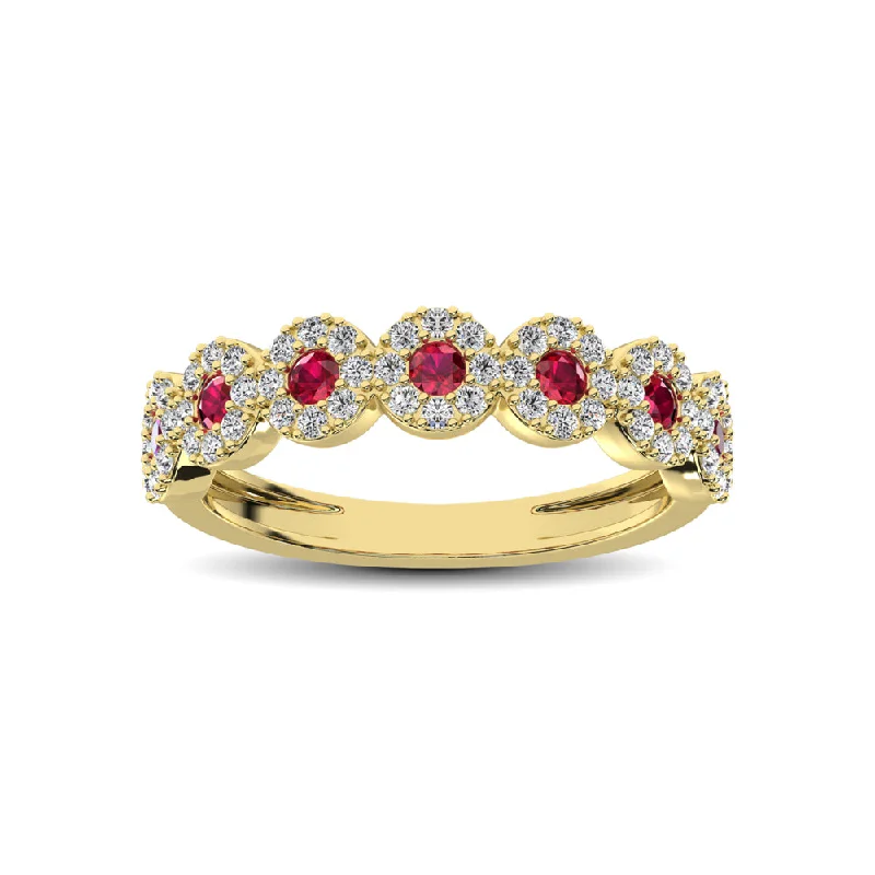 Custom diamond engagement ring for women-14K Yellow Gold 5/8 Ct.Tw. Diamond & Ruby Stackable Band