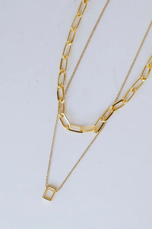 Classic gold necklace for women-Amelia Gold Layered Chain Necklace