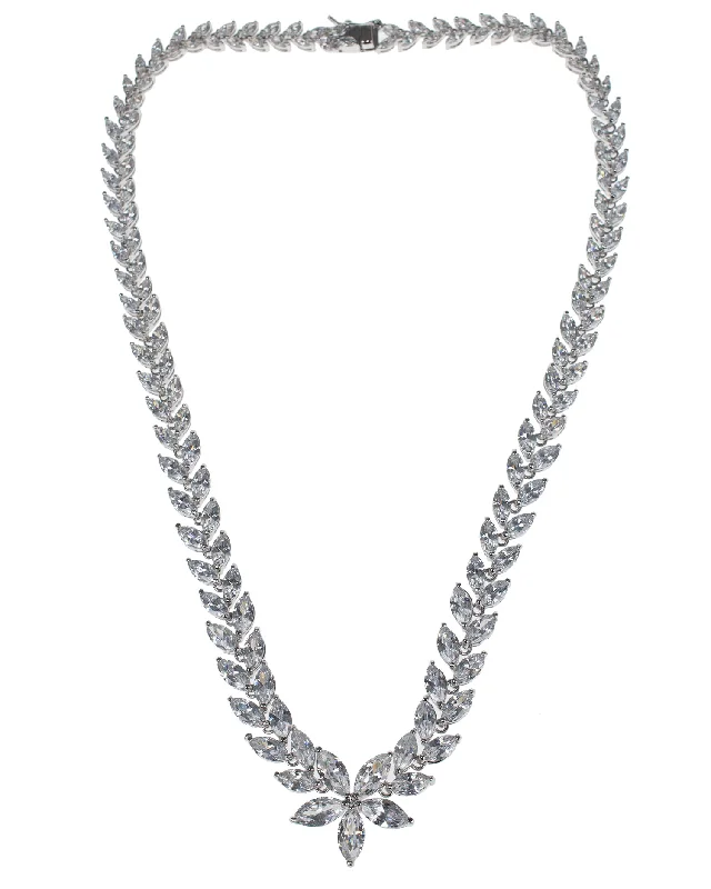 Simple chain necklace for women-Marquise Floral CZ Necklace