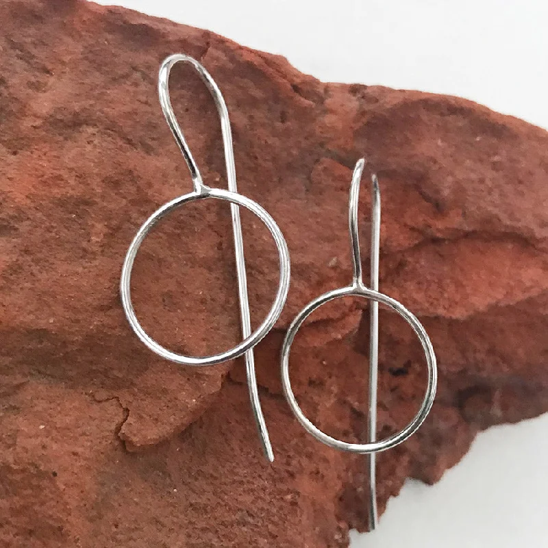 Hoop earrings with diamonds for women-Circle Around Earrings - Sterling Silver, Indonesia