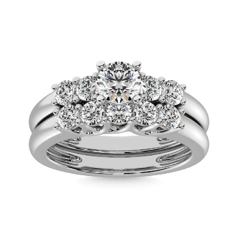 Engagement ring with mixed metals for women-Diamond 1 1/2 ct tw Round Cut Bridal Ring in 14K White Gold