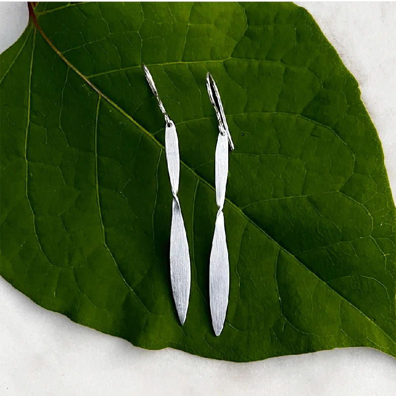 Long drop earrings for women-Elegant Point Earrings - Sterling Silver, Indonesia