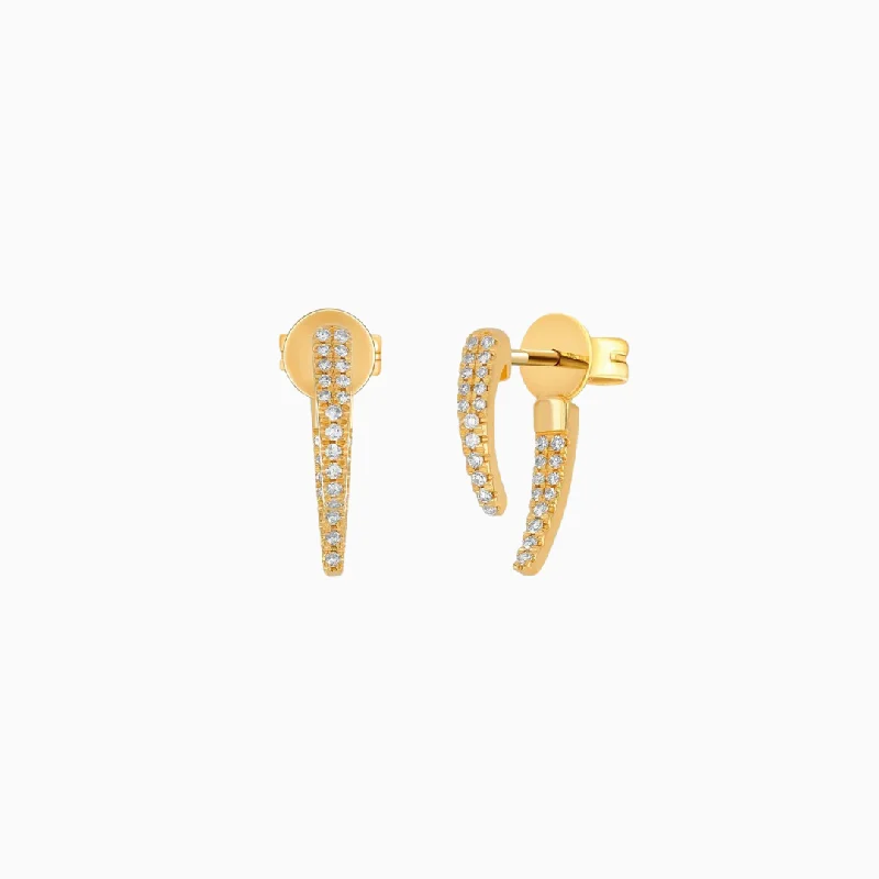 Wedding stud earrings for women-Diamond Mini Hook Earring