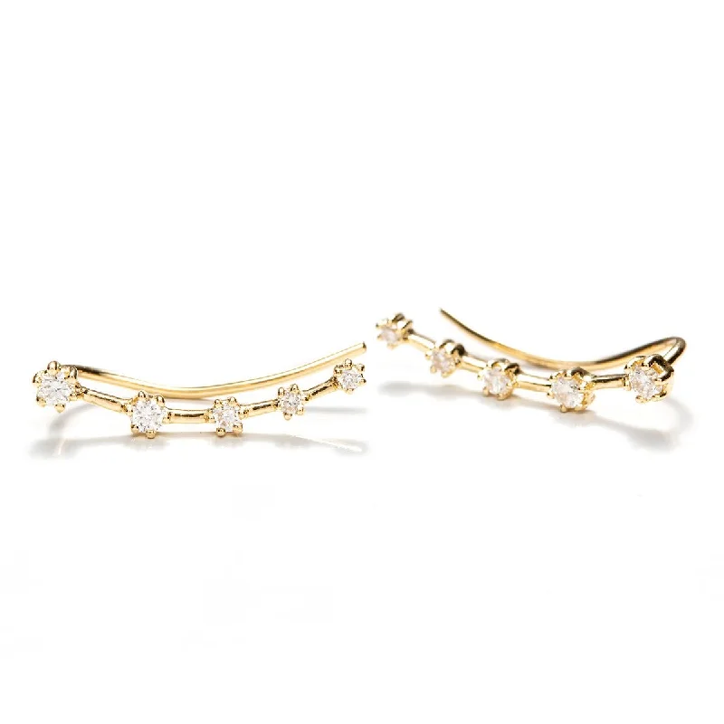 Designer gold earrings for women-Diamond Constellation Crawlers