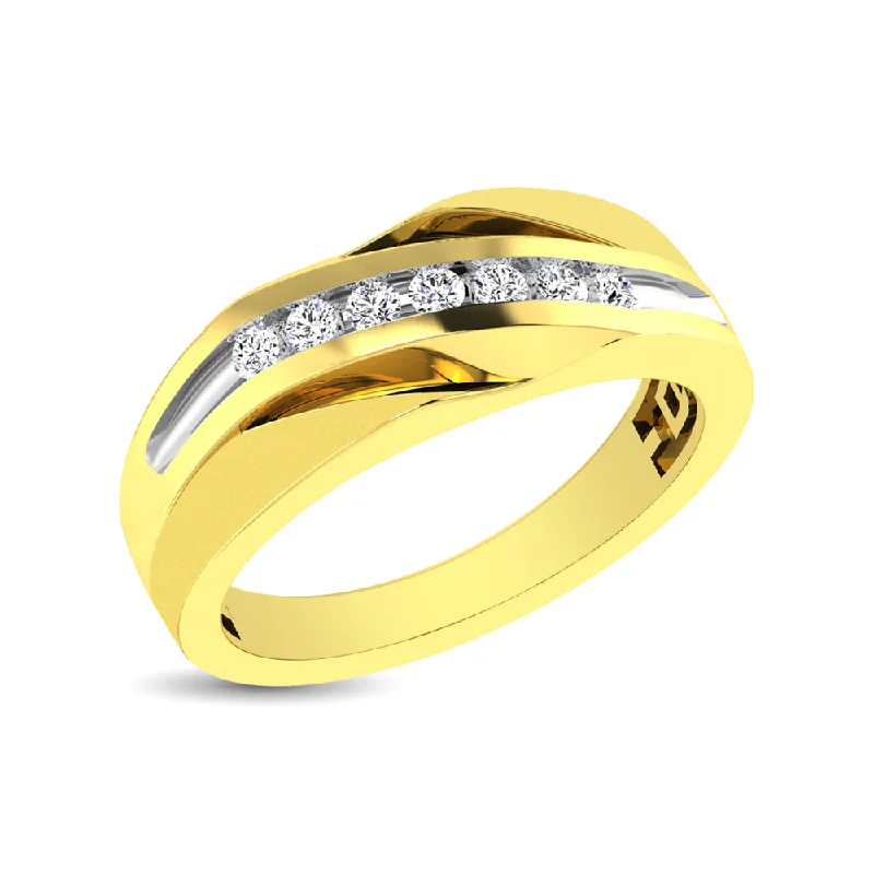 Halo diamond engagement ring for women-10K Yellow Gold 1/2 Ct.Tw. Diamond Seven Stone Mens Band