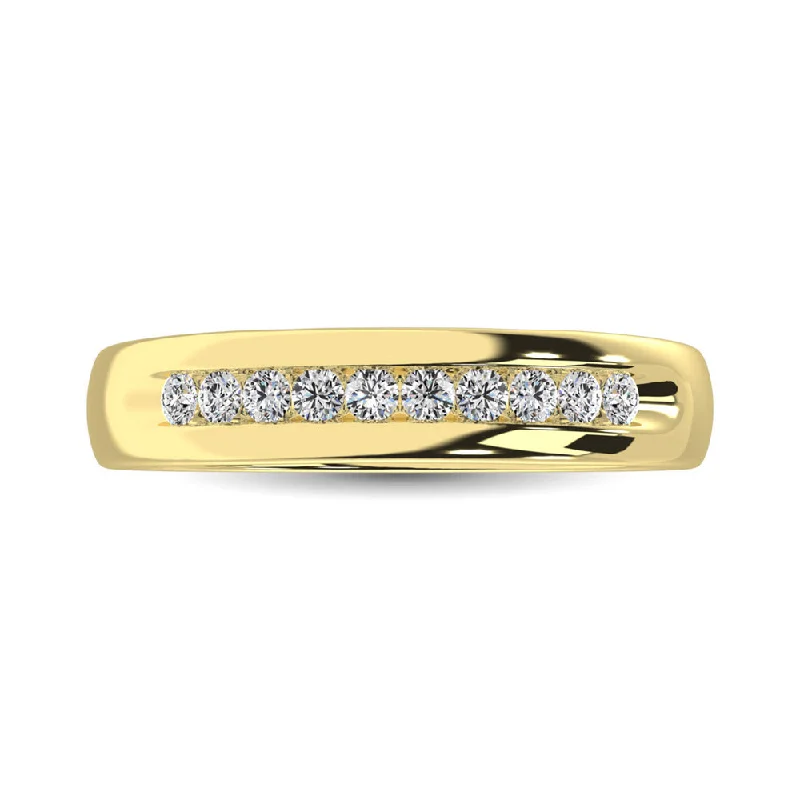 Eternity band engagement ring for women-Diamond 1 Ct.Tw. Mens Machine Band in 10K Yellow Gold