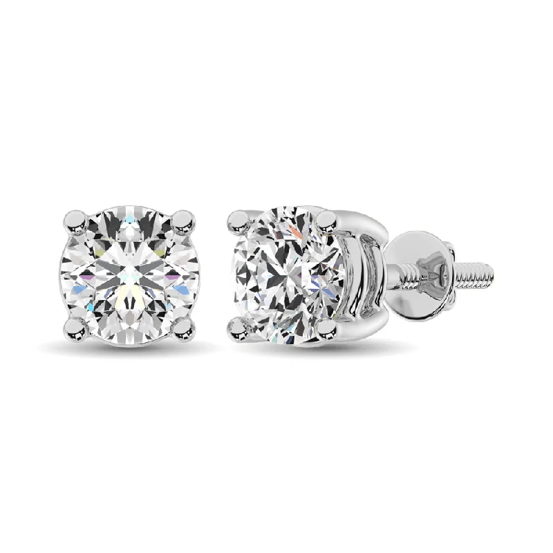 Simple engagement ring for women-14K WHITE GOLD LAB GROWN DIAMOND  STUDS