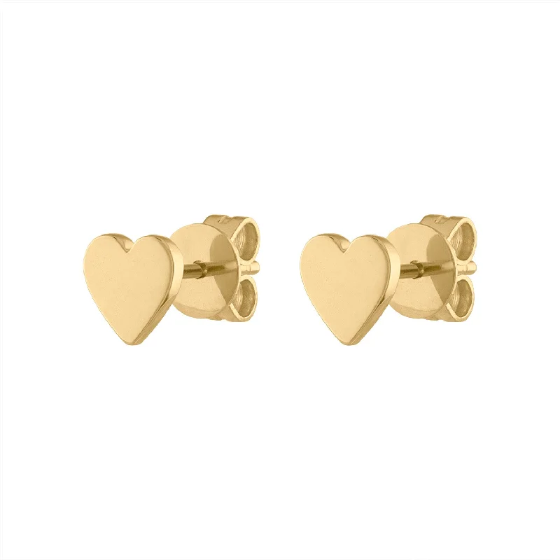 Clear crystal earrings for women-14KT GOLD PLAIN HEART EARRING