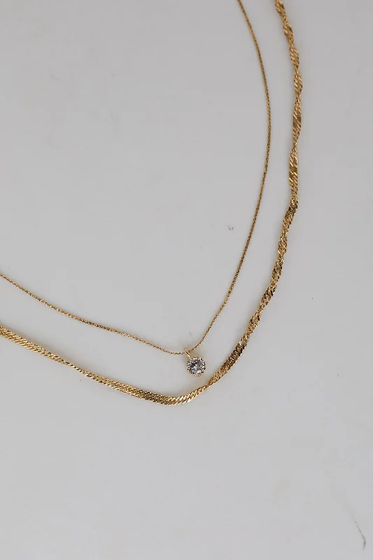 Custom diamond necklace for women-Lola Gold Layered Chain Necklace