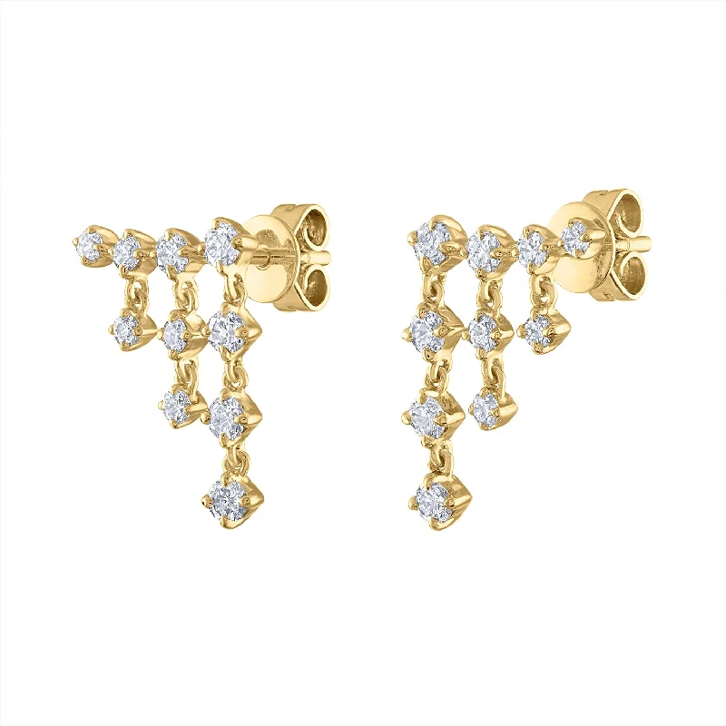 Small earrings for women-14KT GOLD DIAMOND DANGLE CLIMBER EARRING