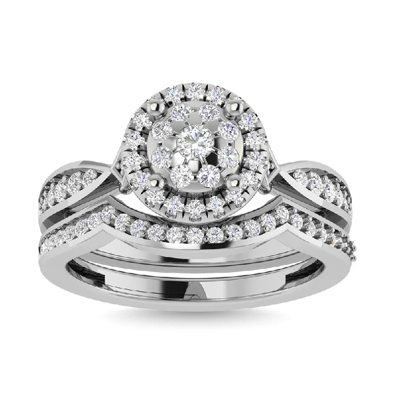 White diamond engagement ring for women-Diamond 5/8 Ct.Tw. Bridal Ring in 14K White Gold