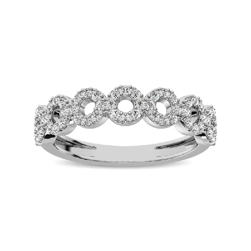 Luxury engagement ring with diamonds for women-14K White Gold 1/3 Ct.Tw. Diamond 7 Station Stackable Band