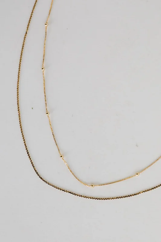 Layered necklace for women-Alina Gold Layered Chain Necklace