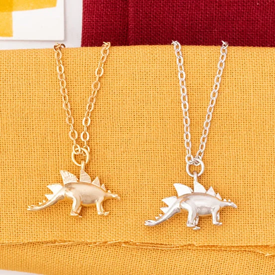 Love heart necklace for women-Stegosaurus Dinosaur Charm Necklace