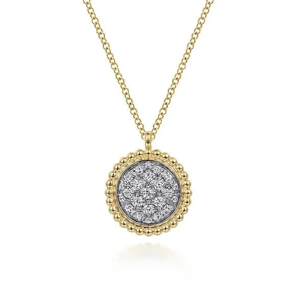 Gemstone pendant necklace for women-14K Yellow Gold Bujukan and Diamond Pave Pendant Necklace