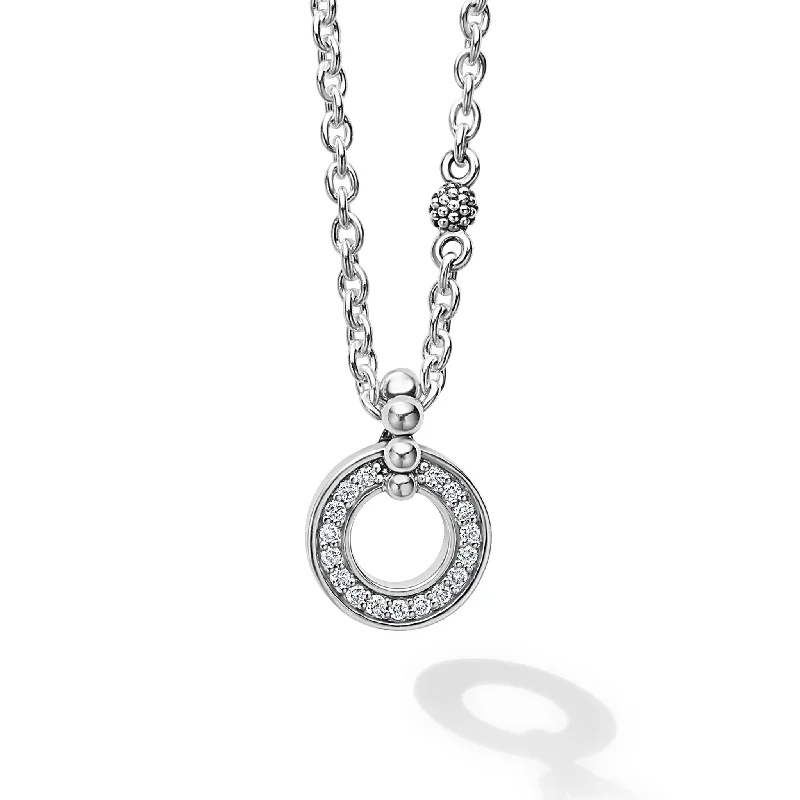 Layered necklace for women-Caviar Spark Diamond Circle Pendant Necklace