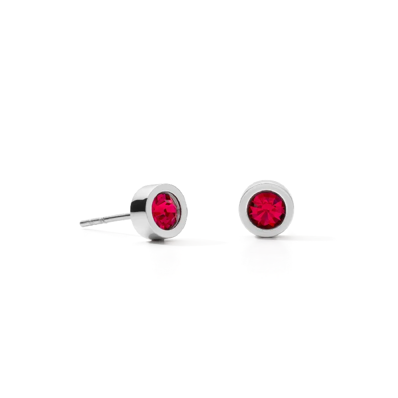 Colored drop earrings for women-Earrings Crystal & stainless steel silver red