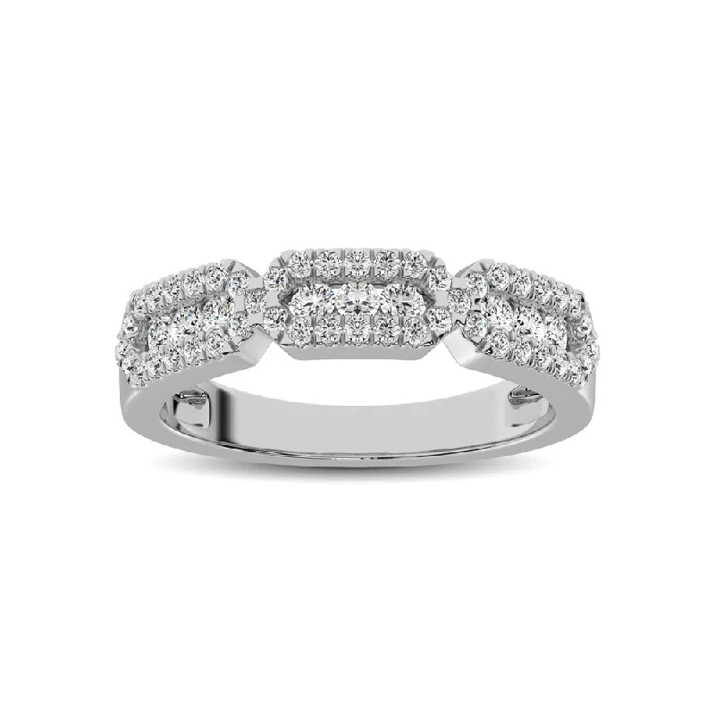 Cushion cut engagement ring for women-14K White Gold 1/2 Ct.Tw. Diamond Stackable Band