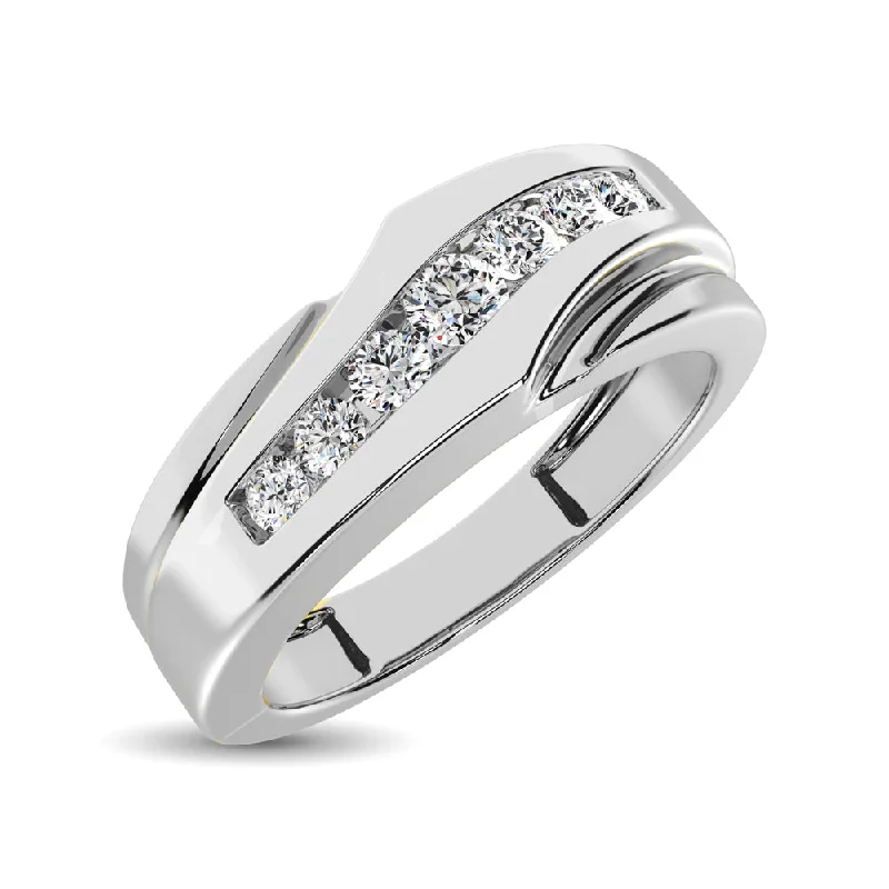 Luxury engagement ring for women-10K White Gold 1/4 Ct.Tw. Diamond Mens Band