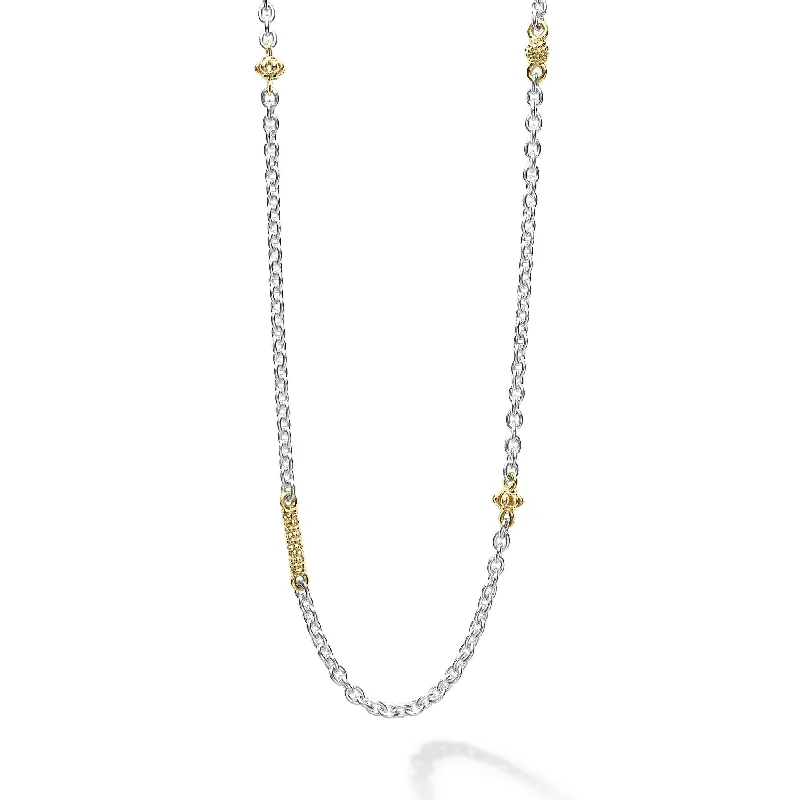 Fancy necklace for women-Caviar Icon Two-Tone Caviar Chain Necklace