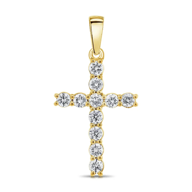 Cluster engagement ring for women-DIAMOND CROSS IN 14K GOLD