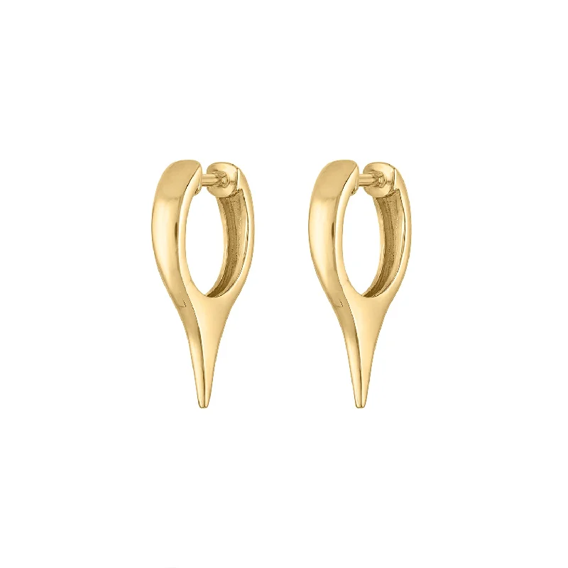 Boho earrings for women-14KT GOLD POINT HUGGIE EARRING