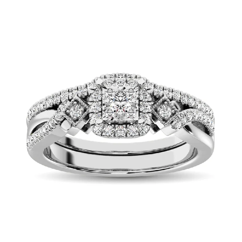 Affordable engagement ring for women-10K White Gold 2/5 Ct.Tw. Diamond Bridal Ring