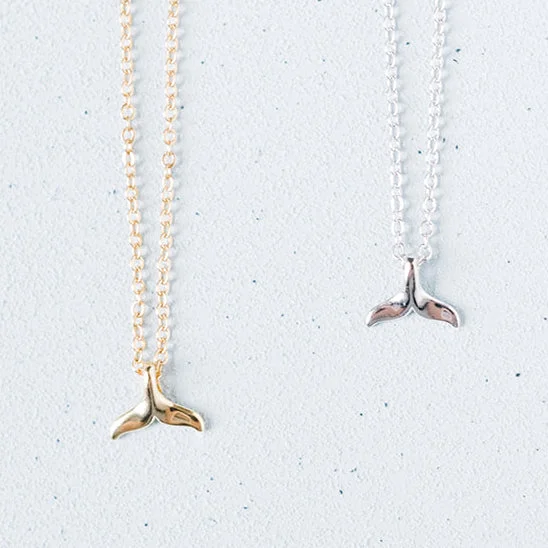 Elegant heart necklace for women-Whale Tail Charm Necklace