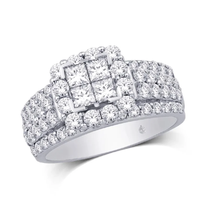 Moissanite engagement ring for women-10K White Gold 1 Ct.Tw. Diamond Head Ring