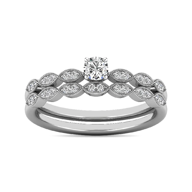 Luxe engagement ring for women-Diamond 1/3 ct tw Bridal Ring in 10K White Gold