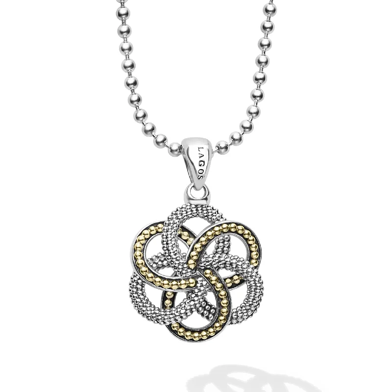 Simple chain necklace for women-Love Knot Large Two-Tone Pendant Necklace